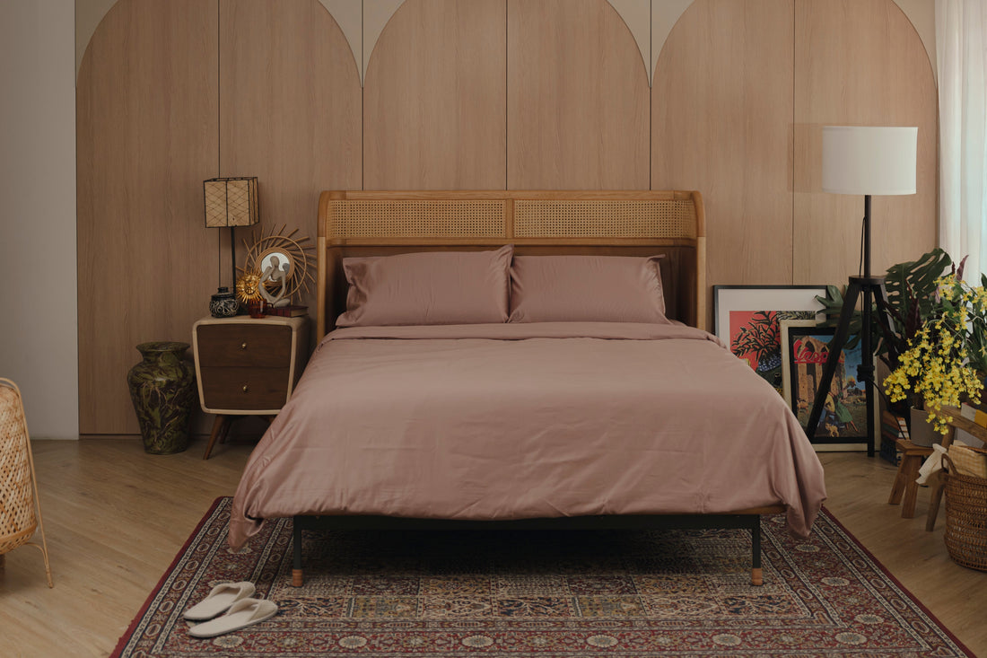 dusty rose Egyptian cotton bed