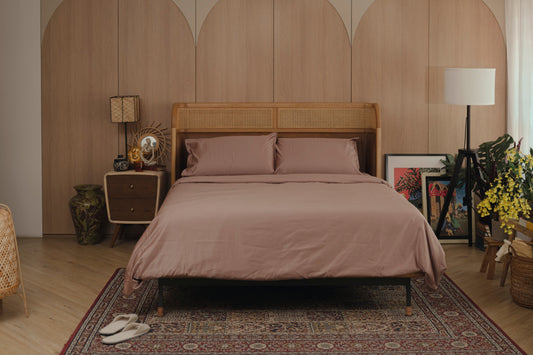 dusty rose Egyptian cotton bed